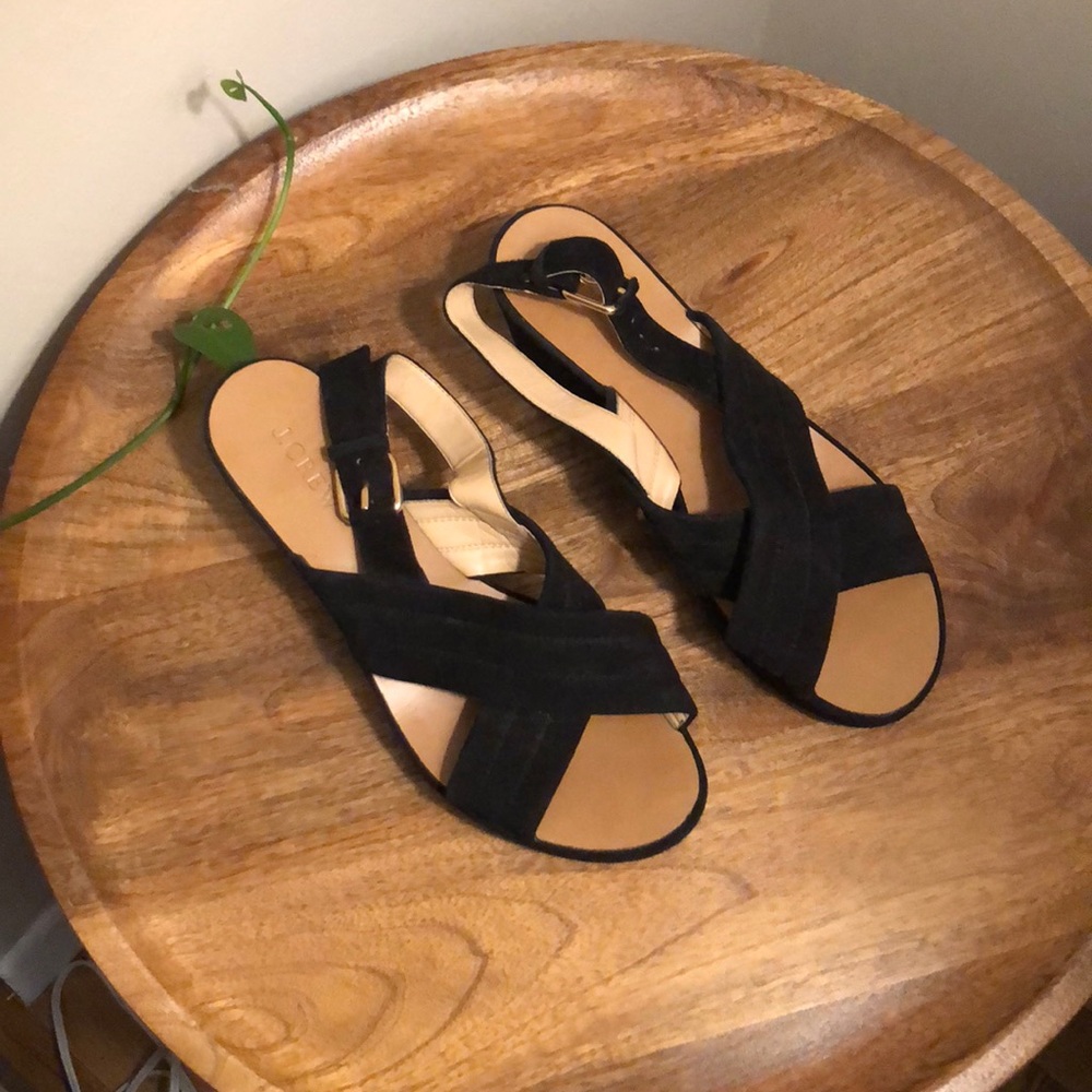 J. Crew black suede Marcie platforms